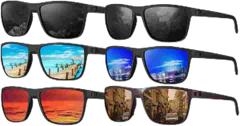 Óculos de sol masculinos polarizados para dirigir, pescar, golfe, pacote com 6