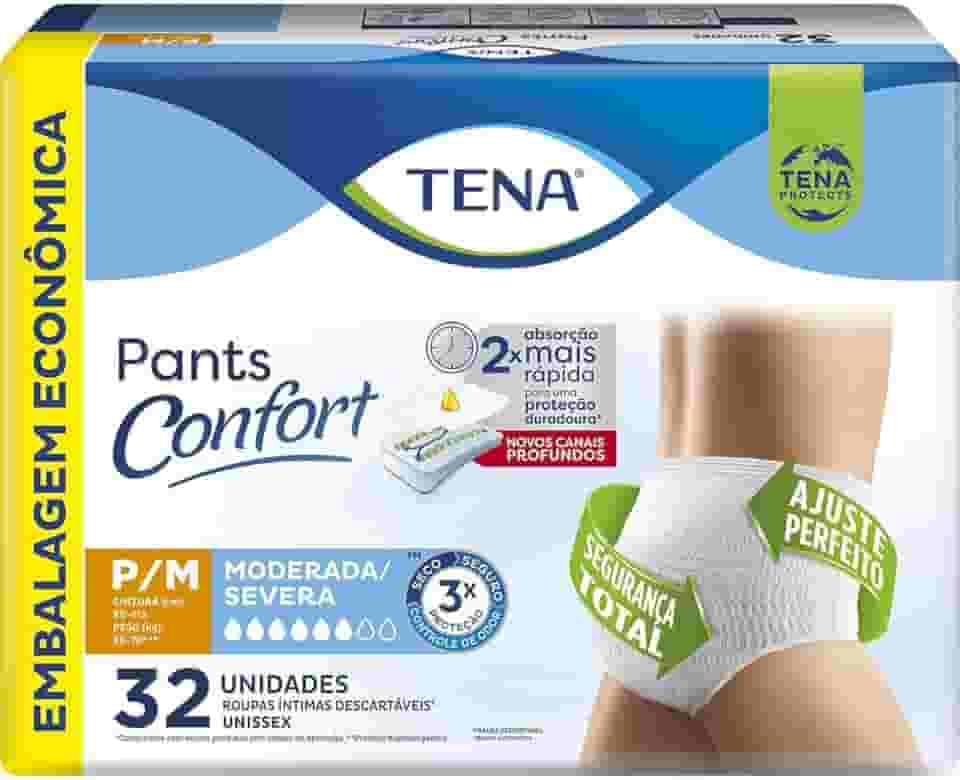 Tena Pants Confort, Roupa Íntima para Incontinência Urinária, P/M - 32 unidades