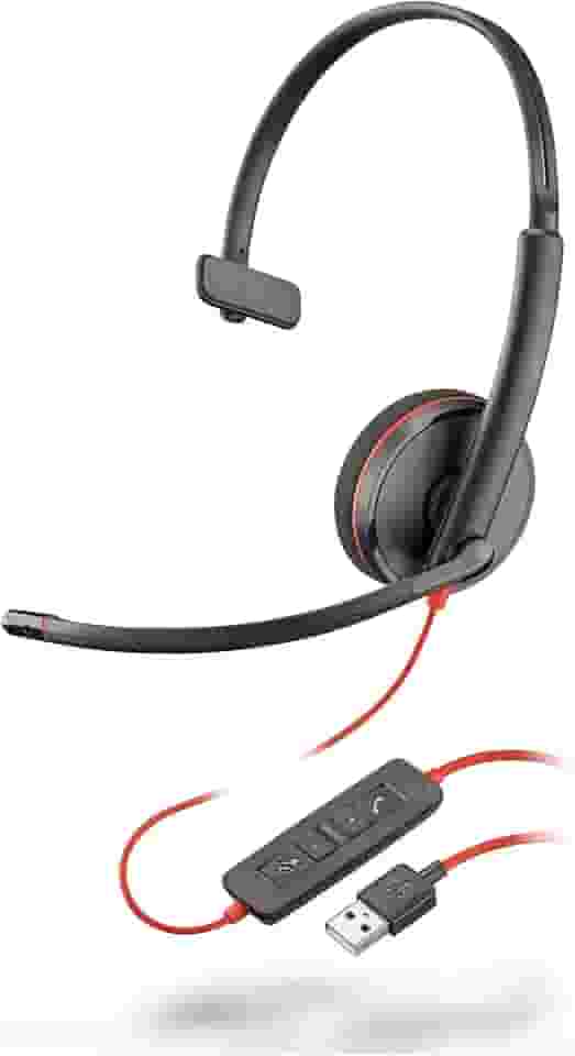 Plantronics Fone de ouvido monoaural com fio Blackwire 3210, preto