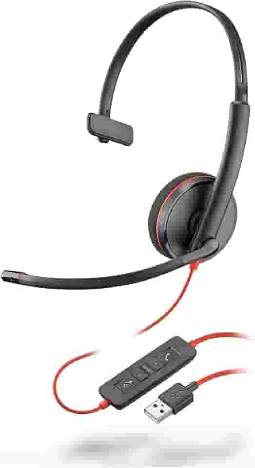 Plantronics Fone de ouvido monoaural com fio Blackwire 3210, preto