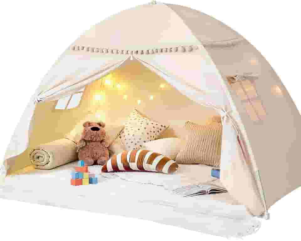 Barraca de cama tamanho solteiro para meninas e meninos - tenda de dormir infantil com design blackout, barraca de cama portátil respirável para quartos com correntes de ar, acampamento no chão da