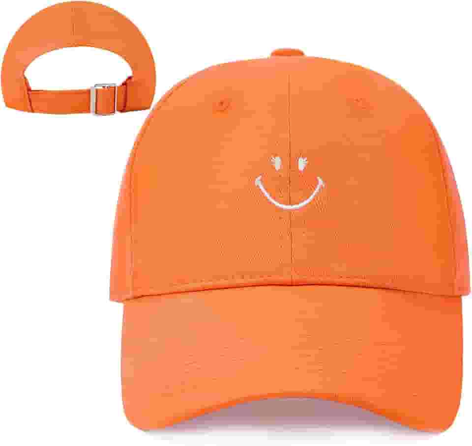 Bonés de beisebol femininos ajustáveis com rosto sorridente vintage bordado boné de beisebol para homens e mulheres