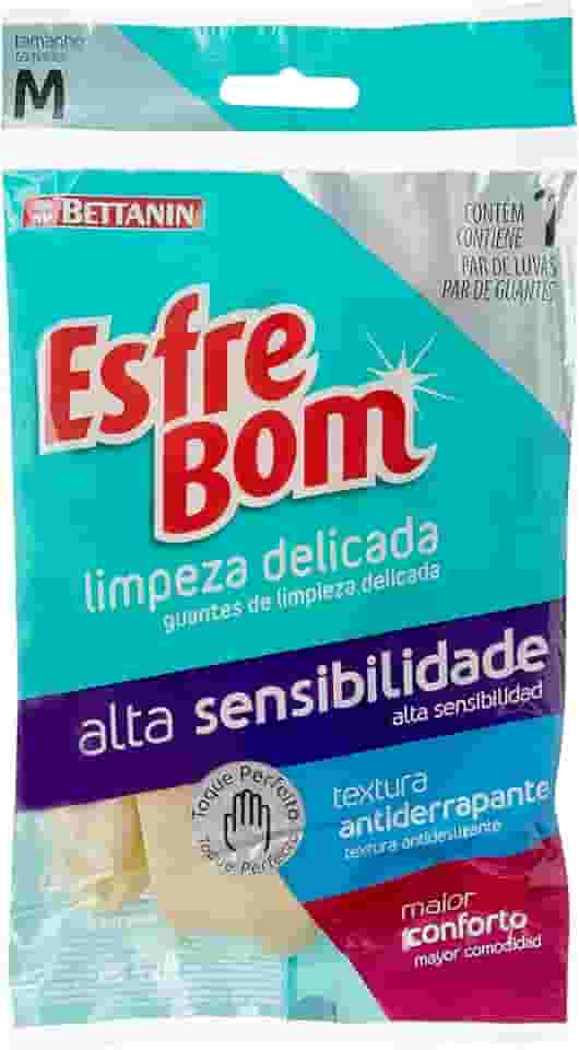 EsfreBom - Luva de Alta Sensibilidade Para Limpeza Suave, Tamanho M, Cor Creme, Bettanin