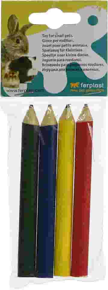 Ferplast PA 4753, Brinquedo de Roer para Roedores, Lápis Sortidos, 4 Unidades, Madeira Ferplast para Roedores e outros animais pequenos, variado