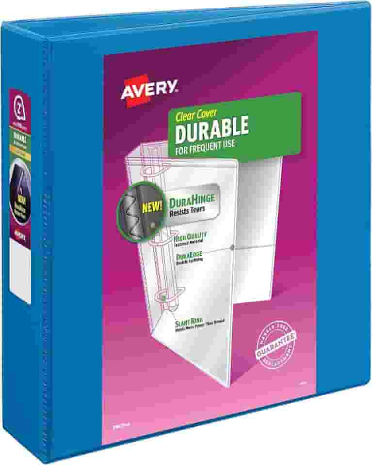 Avery (R) Fichário durável com 3 anéis, anéis inclinados de 5 cm, 1 fichário azul para piscina (17837)