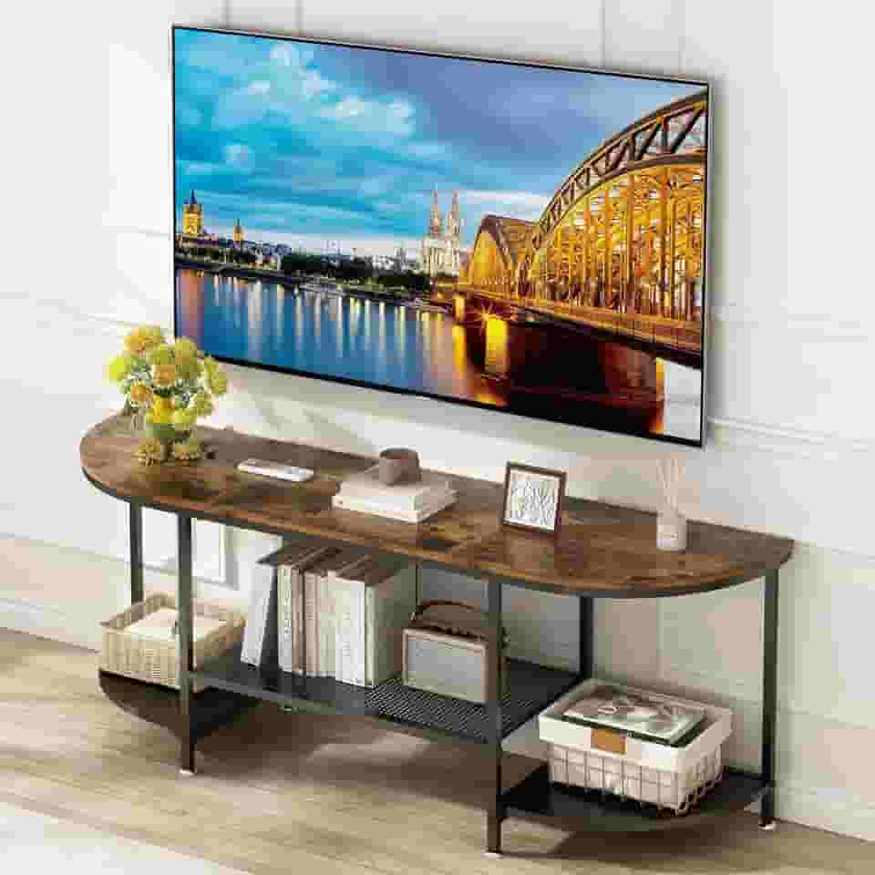 Rack para Sala, Rack Curvo para TV, Prateleira Parede Sala Estar Moderna, Adequado para Salas de Estar, Escritórios e Quartos