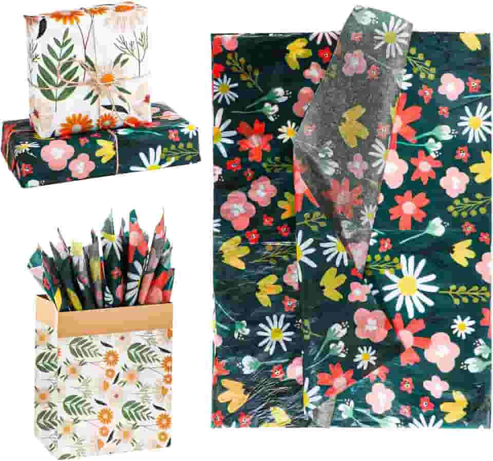 30 folhas de papel de embrulho, 19,68 x 13,78 polegadas, sacos de presente com estampa floral, embalagem de papel para aniversário, casamentos, festas, artesanato, faça você mesmo