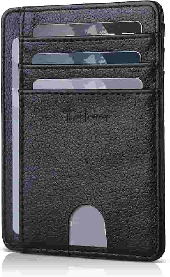 Carteira fina para homens, bolso frontal minimalista com bloqueio de RFID, porta-cartão de crédito para homens e mulheres, Preto, 4.7 x 3.4 inches, Minimalista