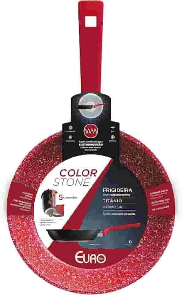 Euro Home - Frigideira 20 cm de Alumínio com Antiaderente ColorStone Titânio - ALU8204-TI