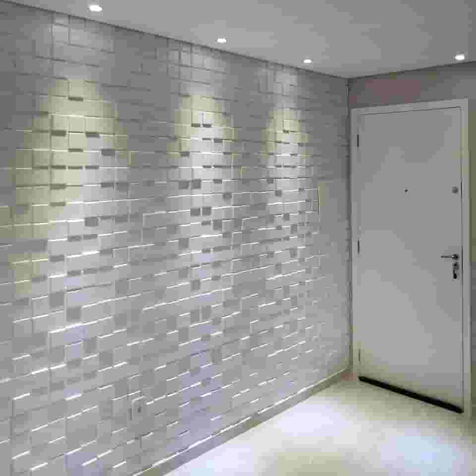 Kit com 10 Placas 3D Revestimento de Parede Pixel Branca 50x50cm 2,5m²