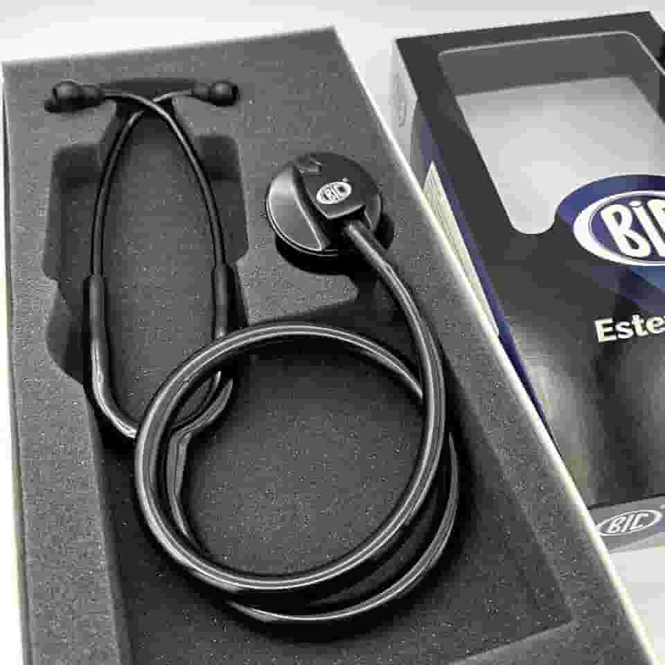 Estetoscópio Adulto Unisson Standard Preto BIC ES1130 - Ideal para Estudantes Enfermagem e Veterinária