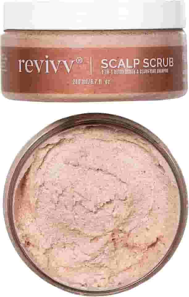 REVIVV Shampoo esfoliante para couro cabeludo, esfoliante com sal do Himalaia para limpar o couro cabeludo, esfoliante com óleo de alecrim e melaleuca para remover o acúmulo, reduzir a descamação e