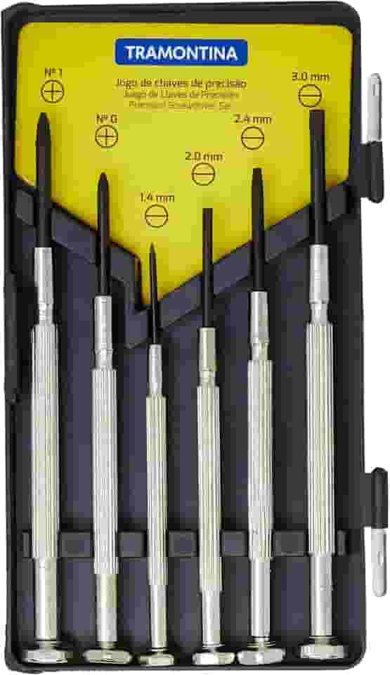 Jogo de Chave Precisão 6 Peças, com 4 Chaves Ponta Chata e 2 Chaves Ponta Cruzada, Tramontina 41905306