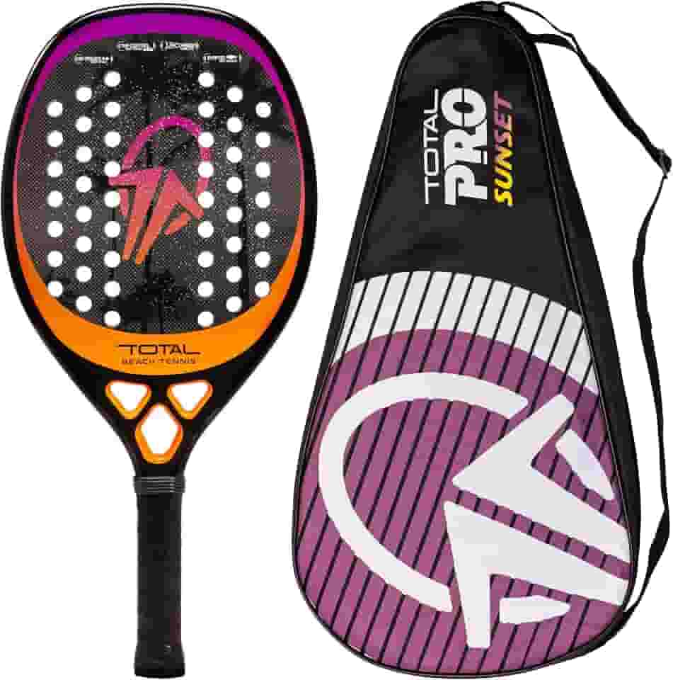 Raquete Beach Tennis Carbono 12k Total Pro Sunset + Capa | Leve e equilibrada | 1 ano de garantia