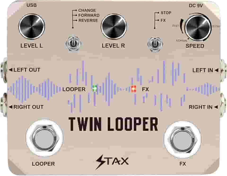 Stax Estação de Loop de Pedal de Guitarra Elétrica Twin Looper 11 Tipos de Reprodução para Baixo de Guitarra Elétrica com 10 Minutos de Tempo de Gravação
