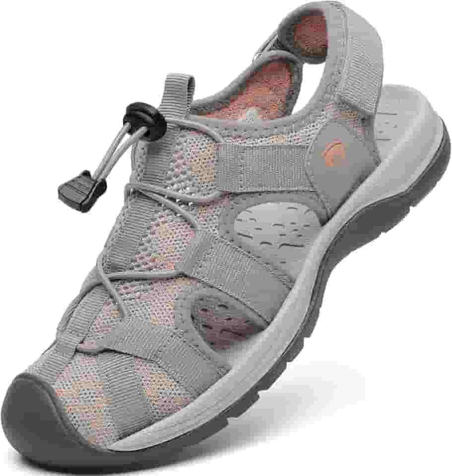 Sandálias esportivas femininas com bico fechado, malha para caminhadas, atividades ao ar livre, atléticas, casuais, caminhadas, sapatos aquáticos