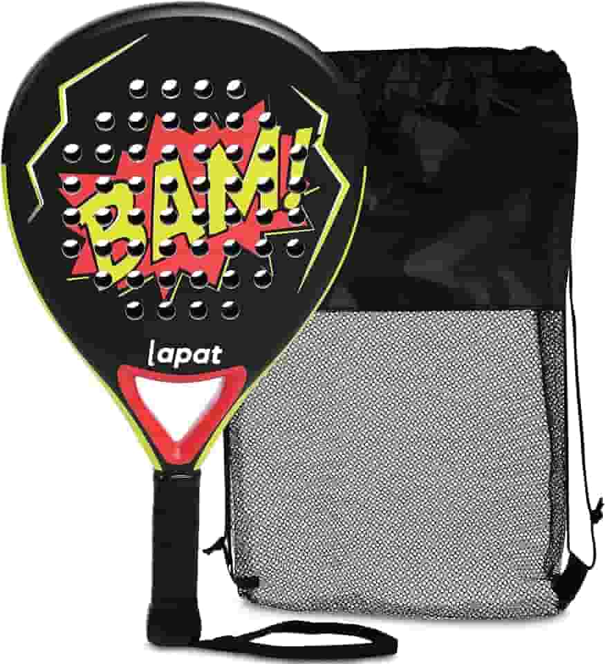 Raquete de Padel LAPAT com Bolsa de Cobertura - Superfície de Carbono com Espuma de Memória EVA - Raquetes de Paddle Leves (Branca)