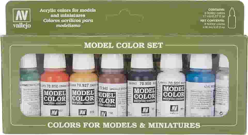 Vallejo Conjunto de tinta acrílica básica da Model Color Wargames - Cores sortidas (pacote com 8)
