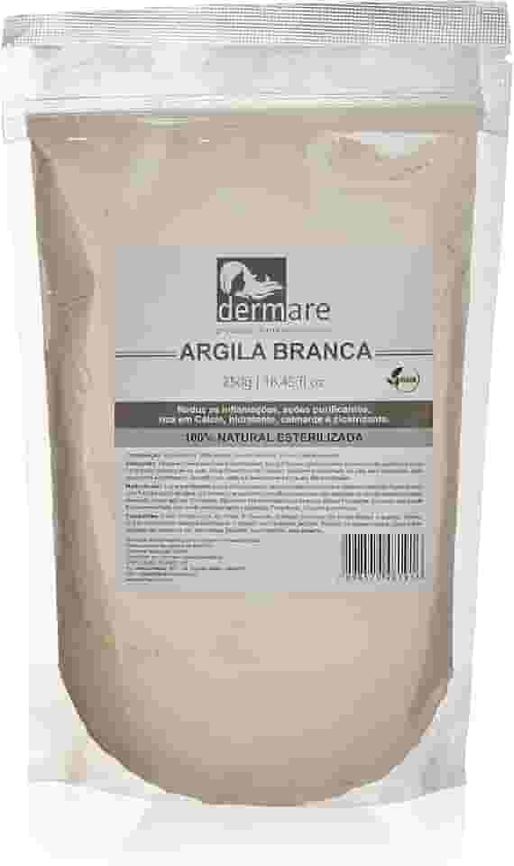 Dermare Argila Branca Clareadora 250g – Peles Sensíveis e Desidratadas | Uso Facial, Corporal e Capilar