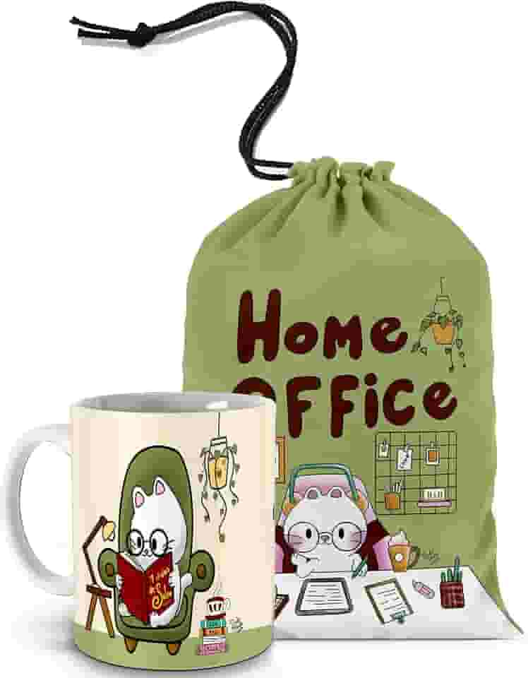 Caneca Para Amantes De Livros, Café E Gatos! Saquinho Para Caneca