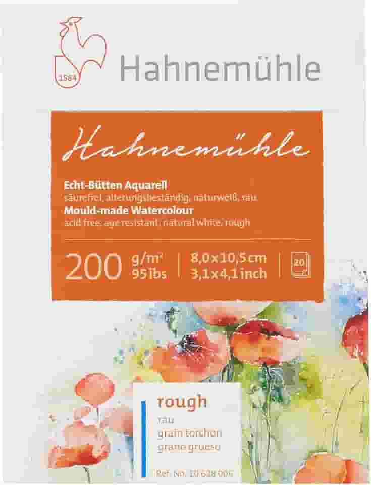 Aquarela Hahnemühle 200 g/m², textura rugosa, 8x10,5cm, 20 fls