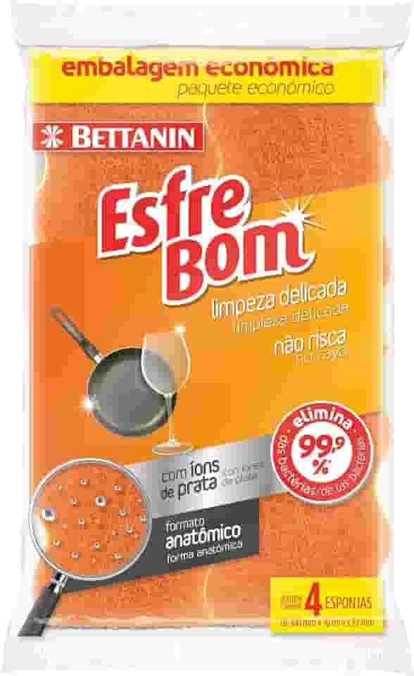 EsfreBom - Esponja Limpeza Delicada - Embalabem com 4 Unidades, Bettanin