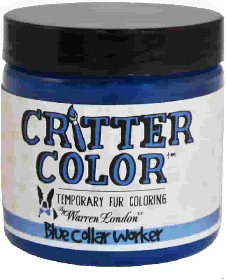 Tinta de pele temporária para cães Critter Color – Trabalhador de coleira azul da Warren London | Cor vívida lavável e não tóxica para pêlos de animais de estimação | Fácil de aplicar e secar | Não