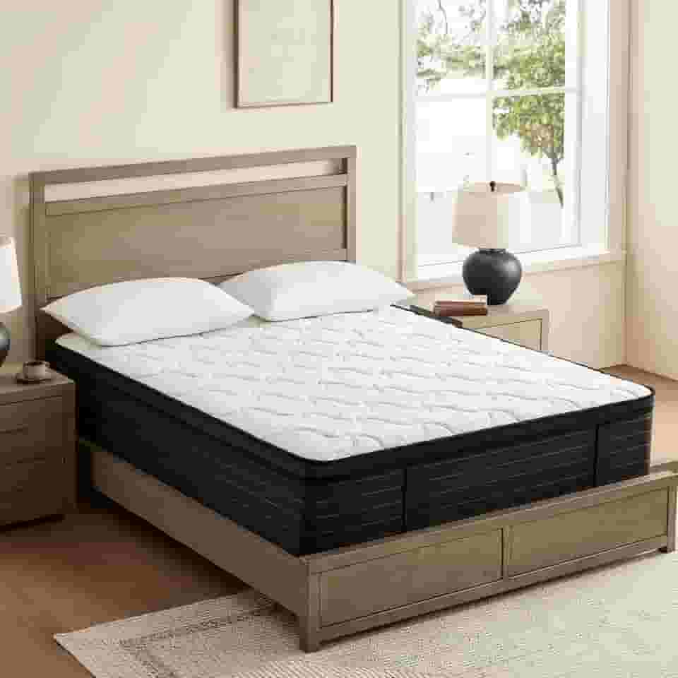 Colchão King Size – Colchão híbrido de 30 cm em uma caixa com capa de bambu – Colchão King Size de espuma viscoelástica com molas de bolso – Colchão médio firme para alívio de pressão – Certificado