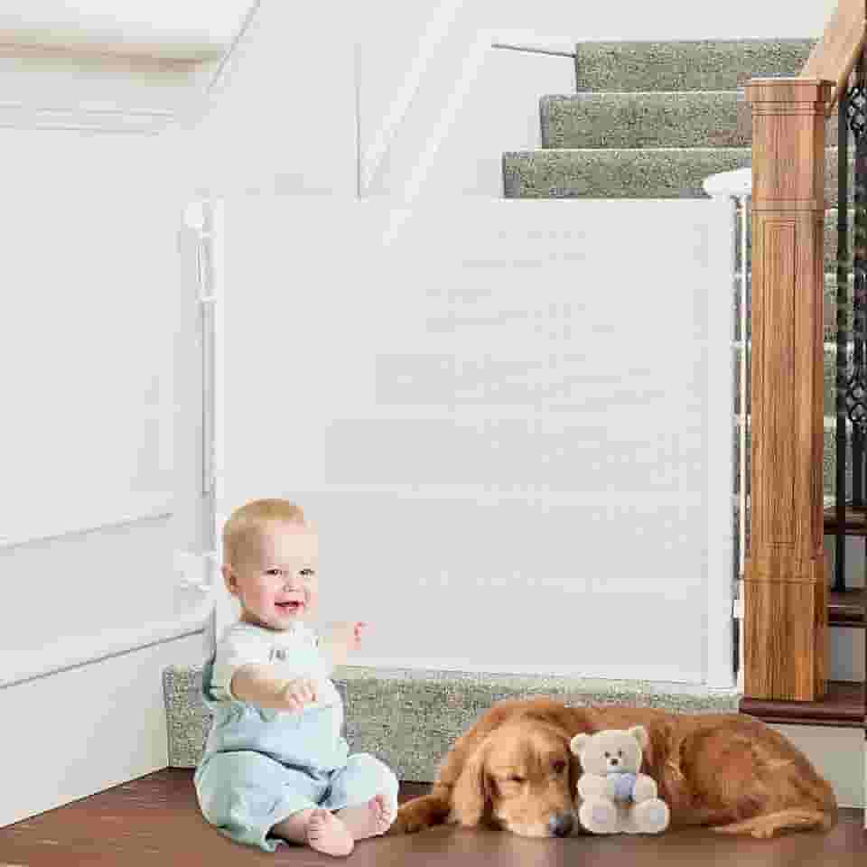 Grade de Proteção Retrátil 86x150cm | Ideal para Pets e Bebês | Portão de Segurança para Escadas, Portas e Ambientes | Fácil de Instalar | Cor Branca