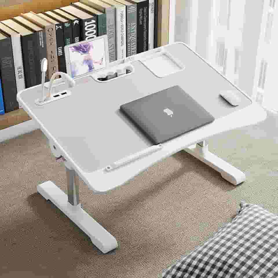 Mesa de Colo Multiuso Premium – Ajuste de Altura e Ângulo, Ideal para Trabalho, Jogo, Leitura e Refeições na Cama ou Sofá (Cinza - Altura ajustável e reversível)