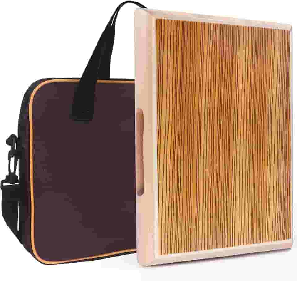 Cajon, caixa portátil de 30 x 24 cm x 4 cm, caixa de percussão de madeira zebra, caixa de batida com caixas internas ajustáveis com cordas de armadilhas, chave inglesa, bolsa de transporte para tambor