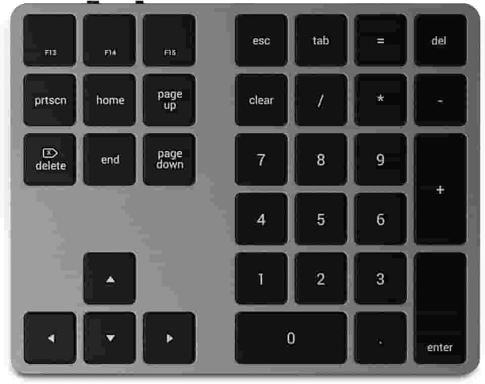 Satechi Teclado Numérico Estendido Bluetooth - Teclado numérico fino recarregável de 34 teclas - Para M2/M1 MacBook Pro/Air, M2/M1 iPad Pro/Air, M2 Mac Mini, iMac M1 (Cinza Espacial)