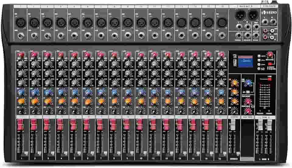 VDA216L Mixer Profissional 16 Canais para Shows ao Vivo, Karaokê - USB/Bluetooth, Efeito de Reverb, Saída de Monitoração, Controle de Som de Estúdio e Palco (Alimentação 110V/220V)