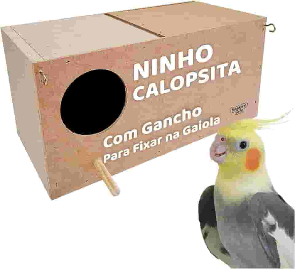 Ninho para Calopsita em MDF, Casa de Pássaro com Gancho, Criadeira para Gaiola