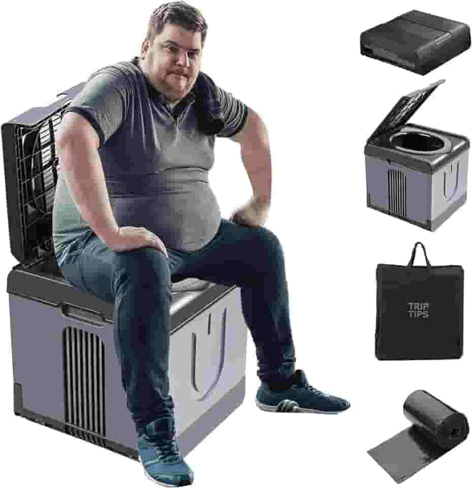 TRIPTIPS Vaso sanitário portátil para acampamento – vaso sanitário dobrável extra grande para adultos, carro, acampamento, barco, caminhadas, longas viagens, praia (quadrado)