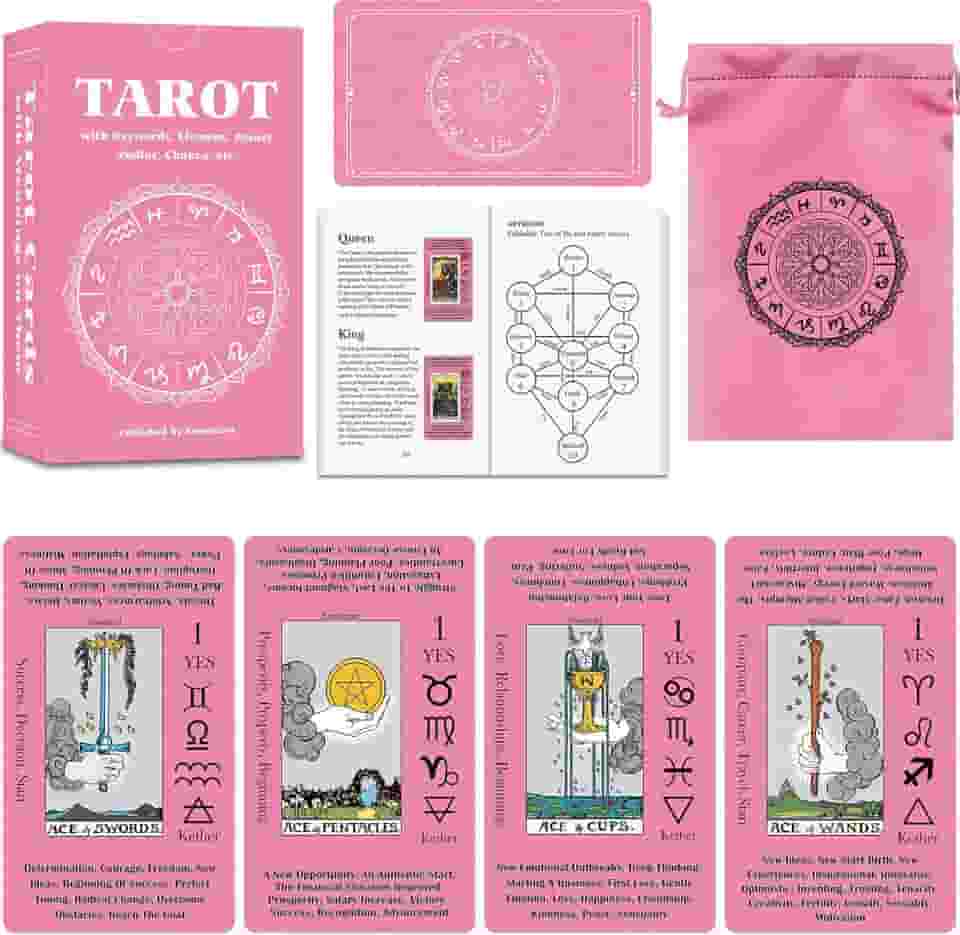 Smoostart Cartas de tarô para iniciantes com significados, baralho de cartas de tarô com guia (sem garantia de versão em português)