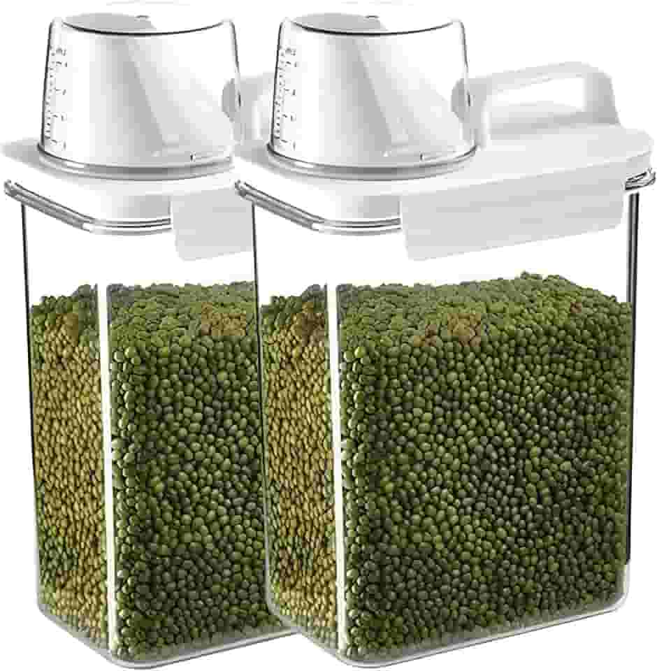 Pote Hermético Dispenser 2,5L com Tampa com Trava e Copo Medidor BPA Free Premium – Ideal para Armazenar Sabão em Pó, Arroz, Grãos e Mantimentos, Organização Completa da Cozinha