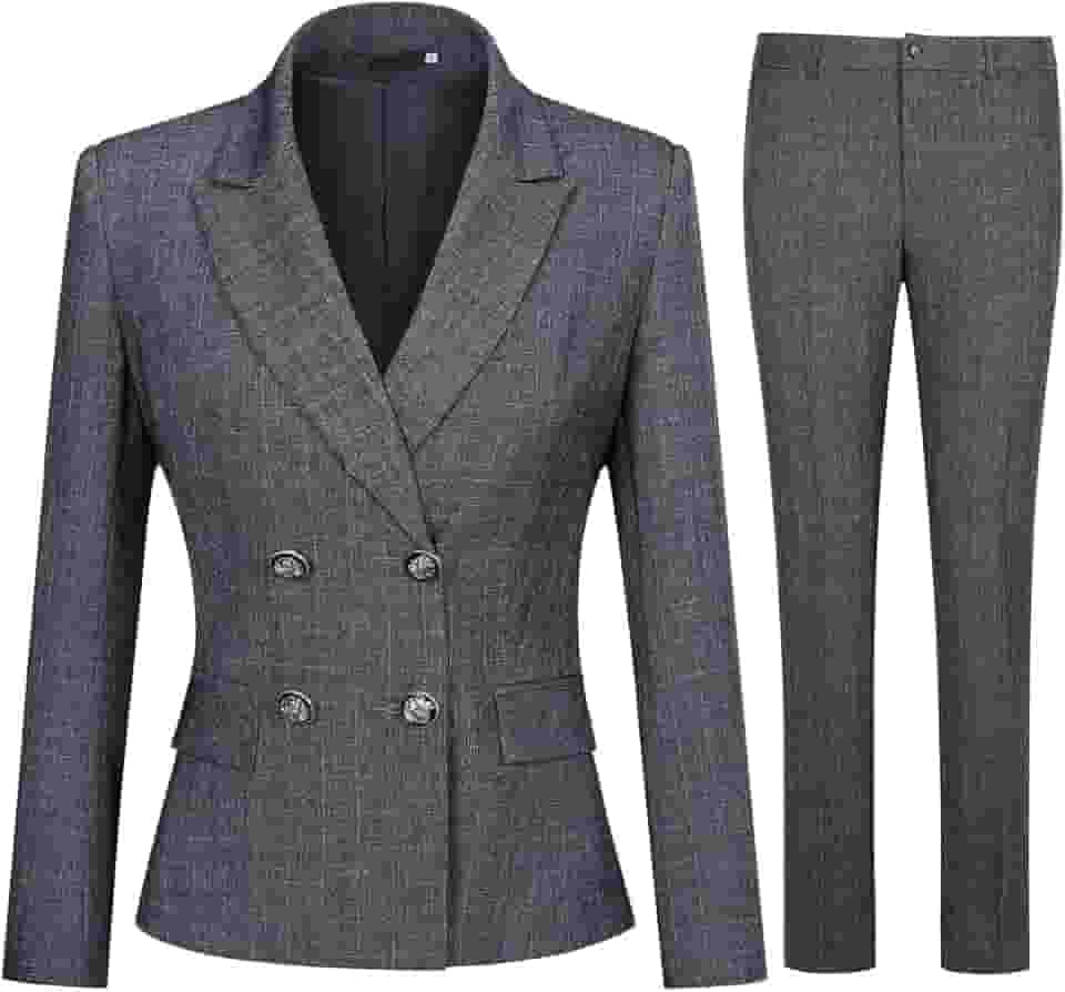 Conjunto feminino de 2 peças de terno trespassado com dois botões e calça