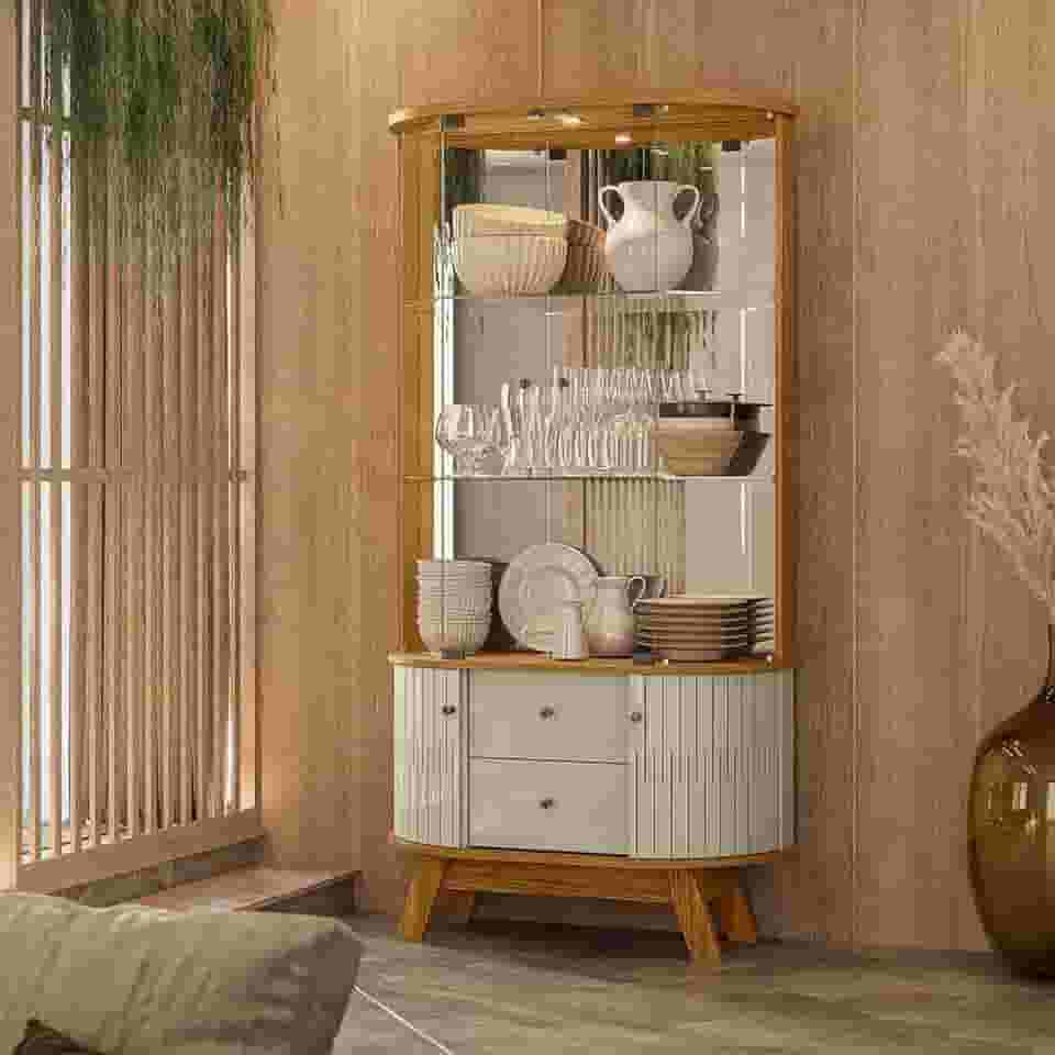 Cristaleira com Espelho 180x90,6 - Moss Cumaru/opala