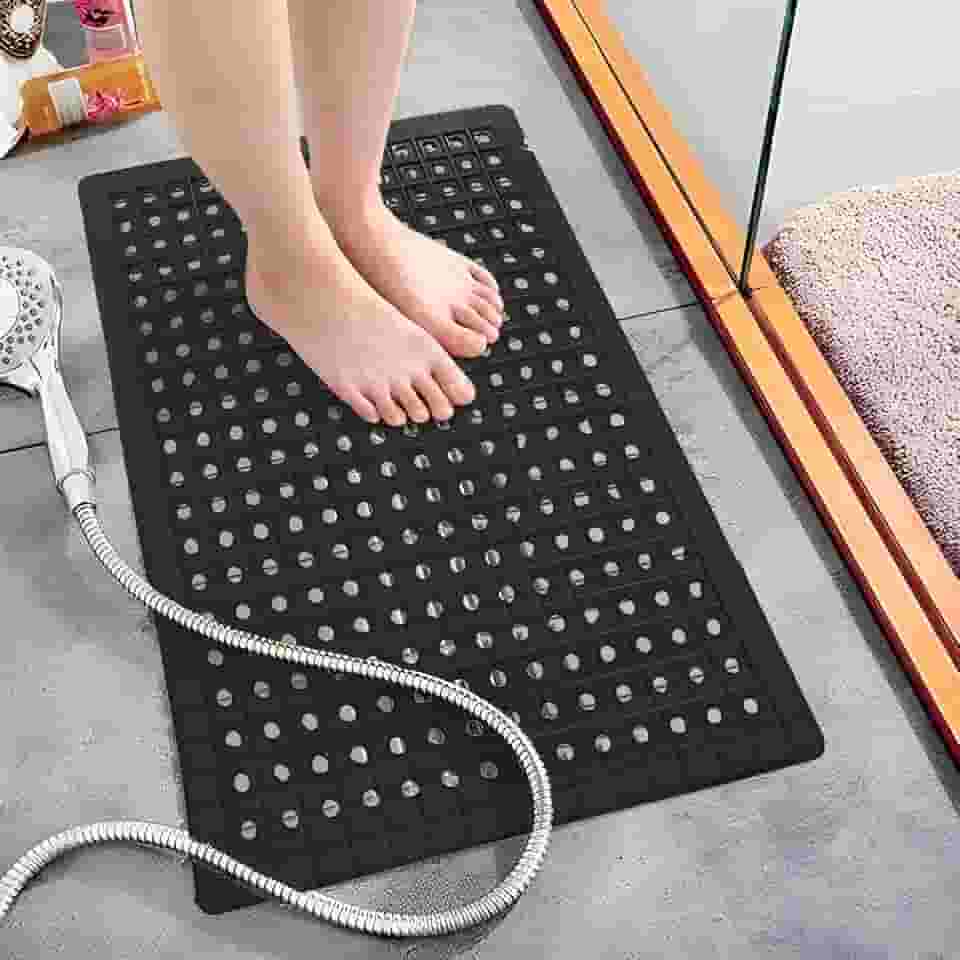 Tapete Antiderrapante para Box Banheiro Preto Segurança para Idosos e Crianças 42x30cm