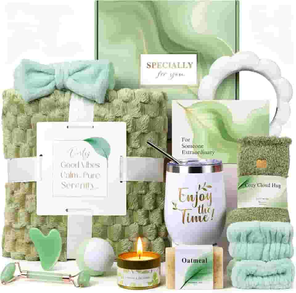 Kit de autocuidado - Presentes de spa, presentes relaxantes para mulheres, conjunto de cestas de autocuidado, alívio de estresse, cestas de presente para mulheres, presentes aconchegantes e relaxantes