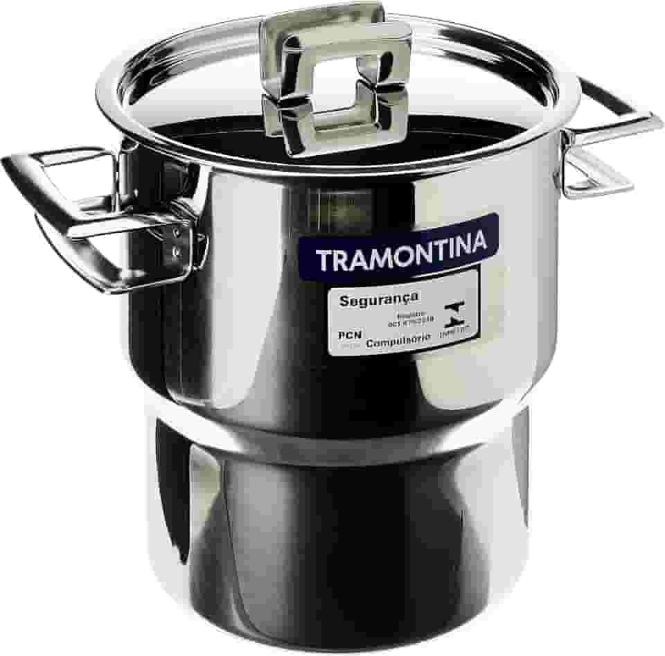Cuscuzeira Tramontina Brava Em Aço Inox Com Alças E Tampa 14 Cm 2, 1 L Tramontina Inox Cuscuzeira Aco Inox Brava