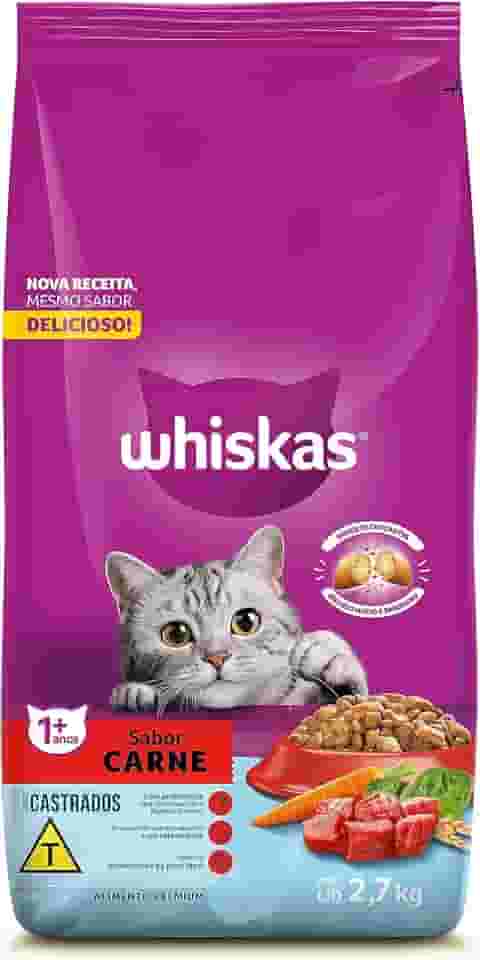 WHISKAS Ração Carne Gatos Adultos Castrados 2,7 kg