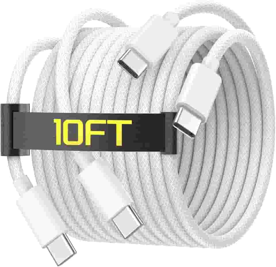 [Certificado MFi] Cabo de carregamento USB C para USB C de 3,5 m para iPhone 16/16 Plus/16 Pro/16 Pro Max/15/15 Plus/15 Pro/15 Pro Max/Galaxy/Pixel, pacote com 2 cabos de carregador 60W tecido para