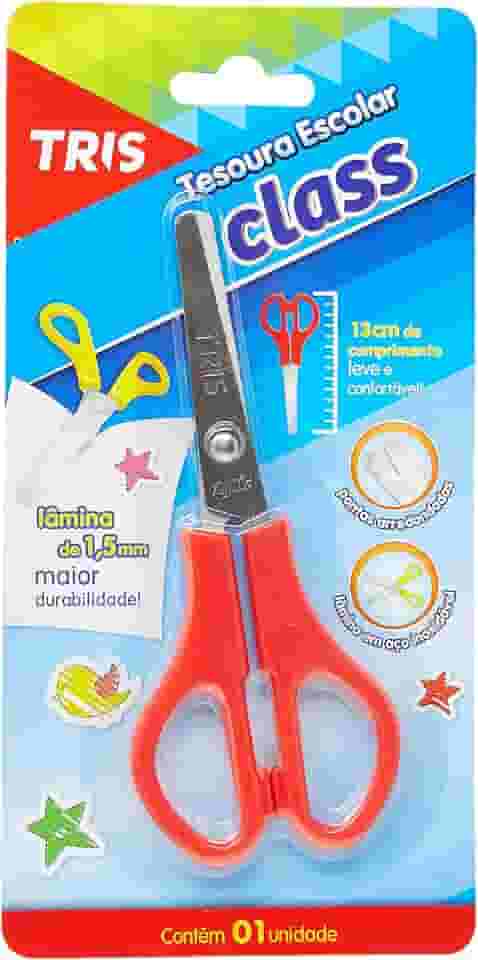 Tesoura Escolar Class - 13Cm - Azul - Cart C/1 Un - Tris