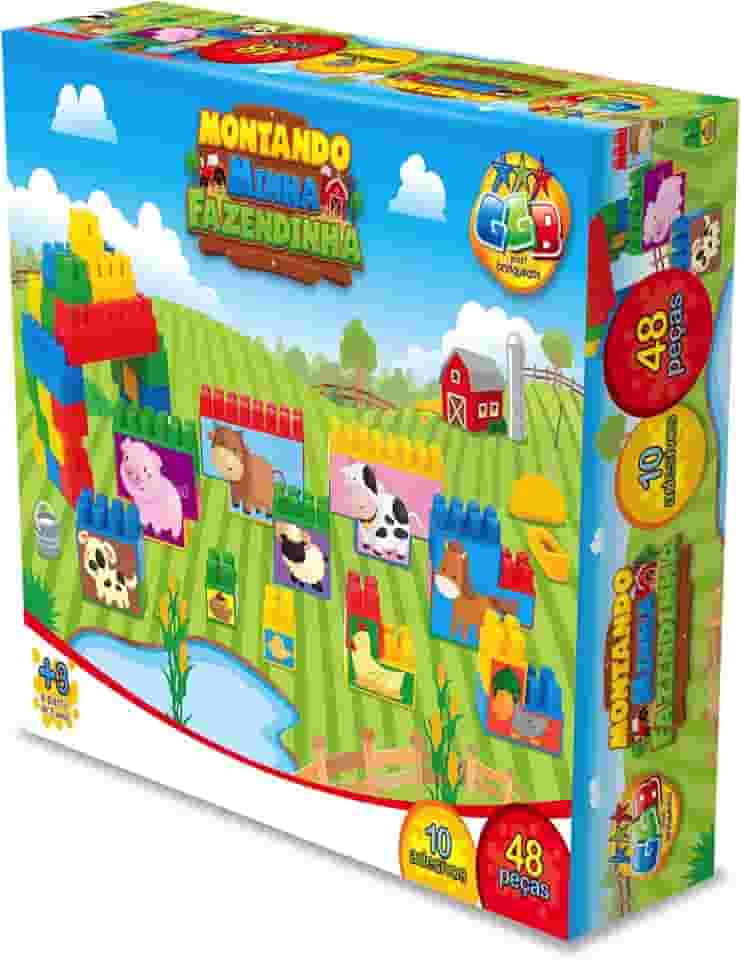 Blocos de Montar Montando Minha Fazendinha 48 Peças, GGB Plast, Multicor, 362