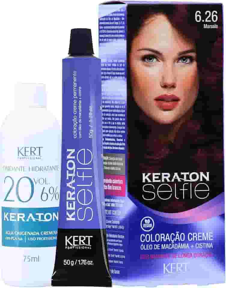Keraton Coloração Permanente Em Creme Para Cabelos Com Cistina E Óleo De Macadâmia Selfie 50G Nº 6.26 Marsala