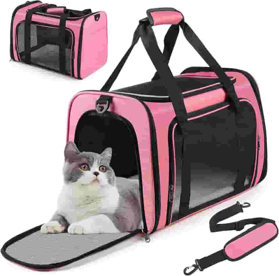 45 x 32 x 31 cm Bolsa de Transporte Pet para Viagem, Transportador de Gatos, Bolsa de Transporte Pet Reforçada Rosa, Transportador de Cães para Cães Pequenos, Caixa Para Gatos