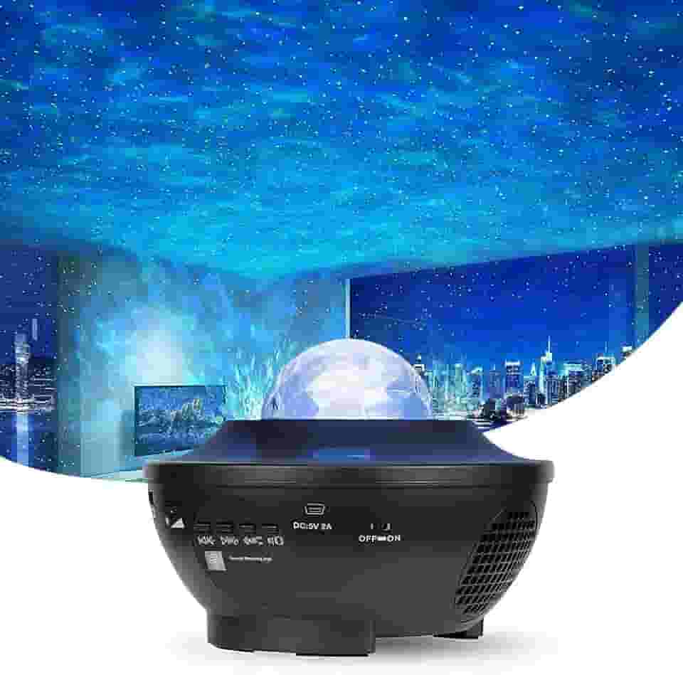 Projetor de Luz, Projetor, Projetor de Estrelas, Galaxy Projector, 10 Cores de Iluminação, Rotação de 360°, Projeção de Onda Dinâmica