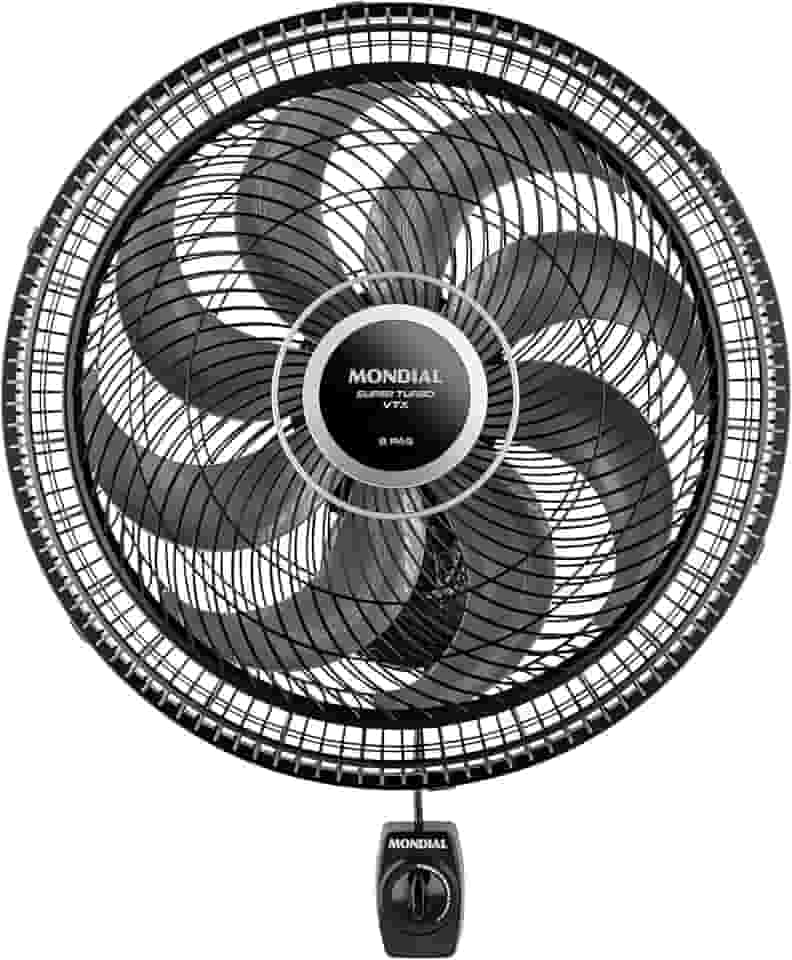 Ventilador de Parede 40cm Super Turbo 8 Pás, Mondial, Preto/Prata, 140W, 220V - VTX-40P-8P